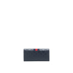 Gucci Men's Signature Web Leather Long Wallet In Dark Navy