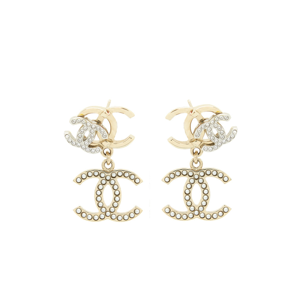 Chanel Logos Earrings With Pearls And Crystal LGHW