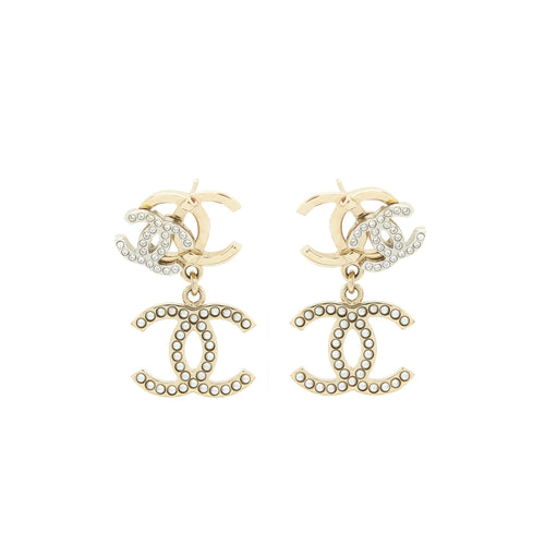 Chanel Logos Earrings With Pearls And Crystal LGHW