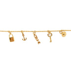 Celine Padlock Charm/Key Bracelet Gold Tone
