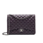 Chanel Maxi Double Flap Bag Lambskin Burgundy SHW