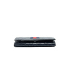 Gucci Men's Signature Web Leather Long Wallet In Dark Navy