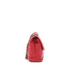 Chanel Quilted Large Flap Leather Bag With Chain Red SHW