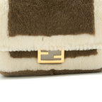 Fendi Nano Baguette Charm Bag With Chain Brown/ Cream GHW