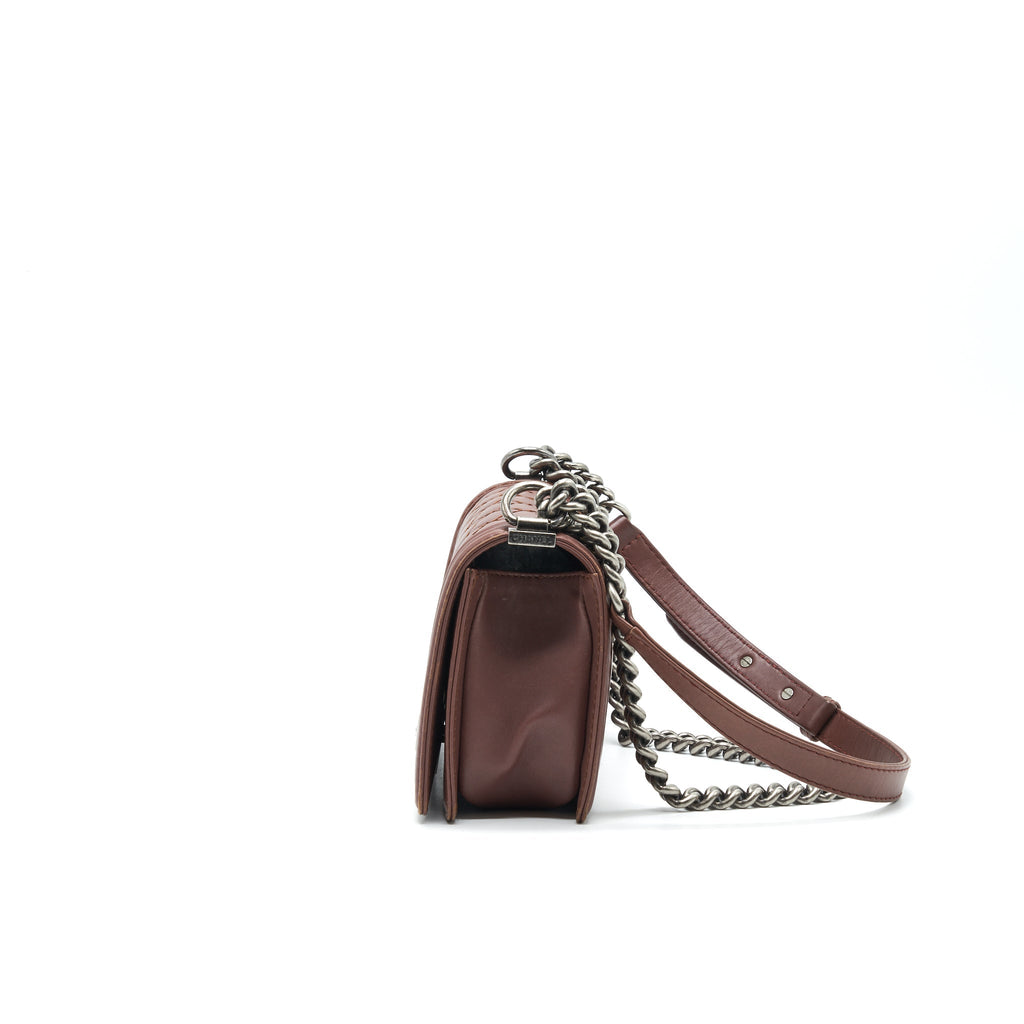 CHANEL MEDIUM BOY CHANEL BAG CHOCOLATE BROWN SHW