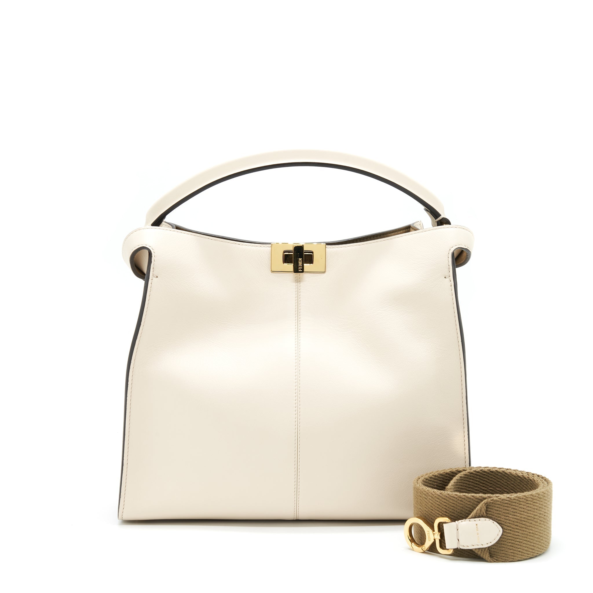 Fendi Peekaboo X-Lite Calfskin Camelia GHW