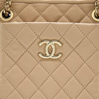 Chanel Small Vertical Camera Bag With Chain Lambskin Beige LGHW