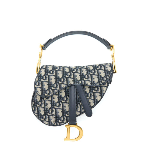 Dior Mini Saddle Blue Oblique GHW
