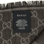 GUCCI Wool Jacquard GG Logo Scarf Dark Brown 140x140cm