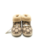 GUCCI Size 39 GG Wool Ankle Boots Beige