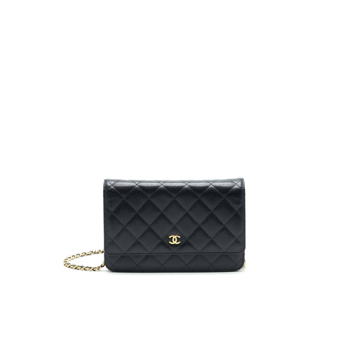 CHANEL WALLET ON CHAIN CAVIER BLACK WITH GHW