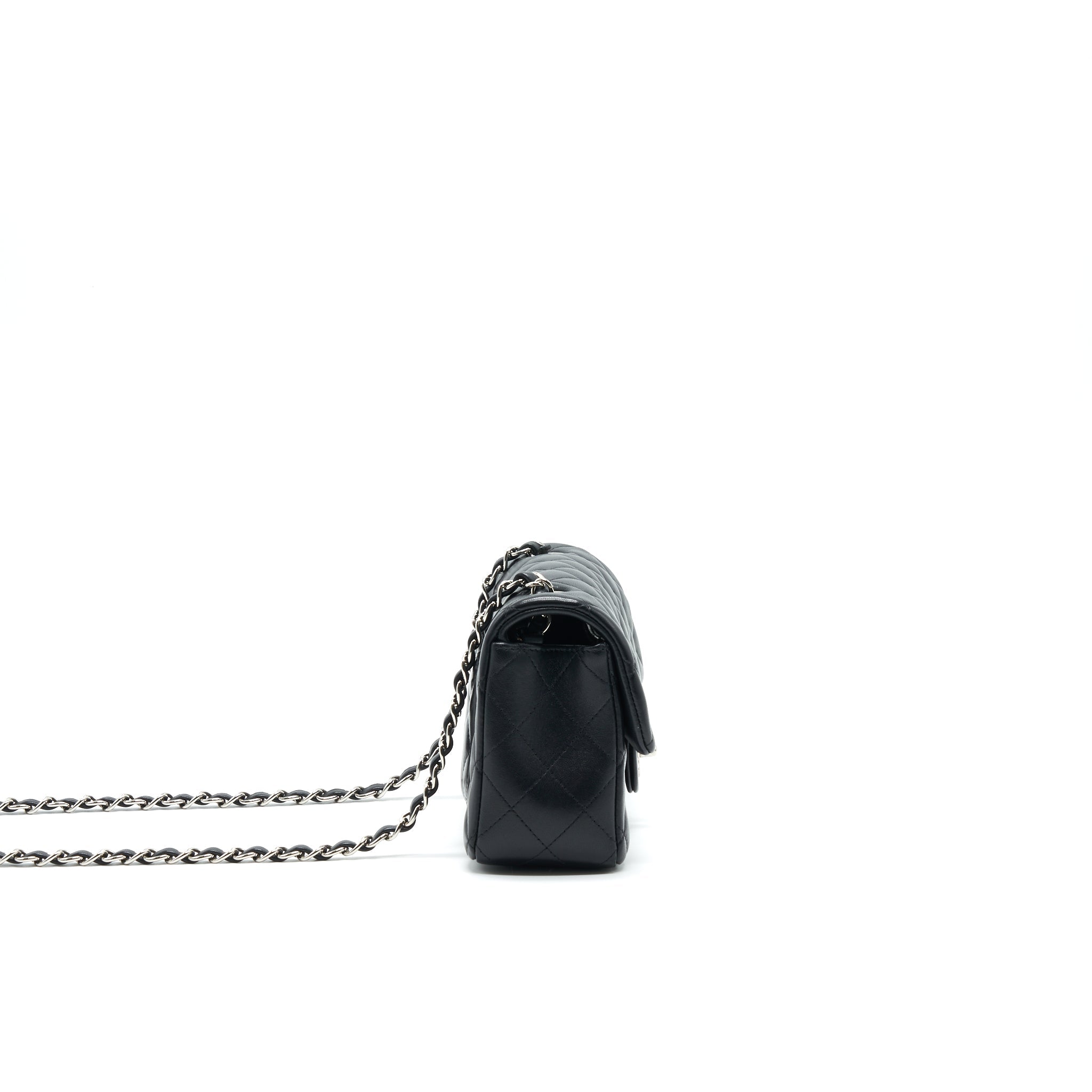 CHANEL LAMBSKIN RECTANGULAR MINI FLAP BAG IN BLACK SHW
