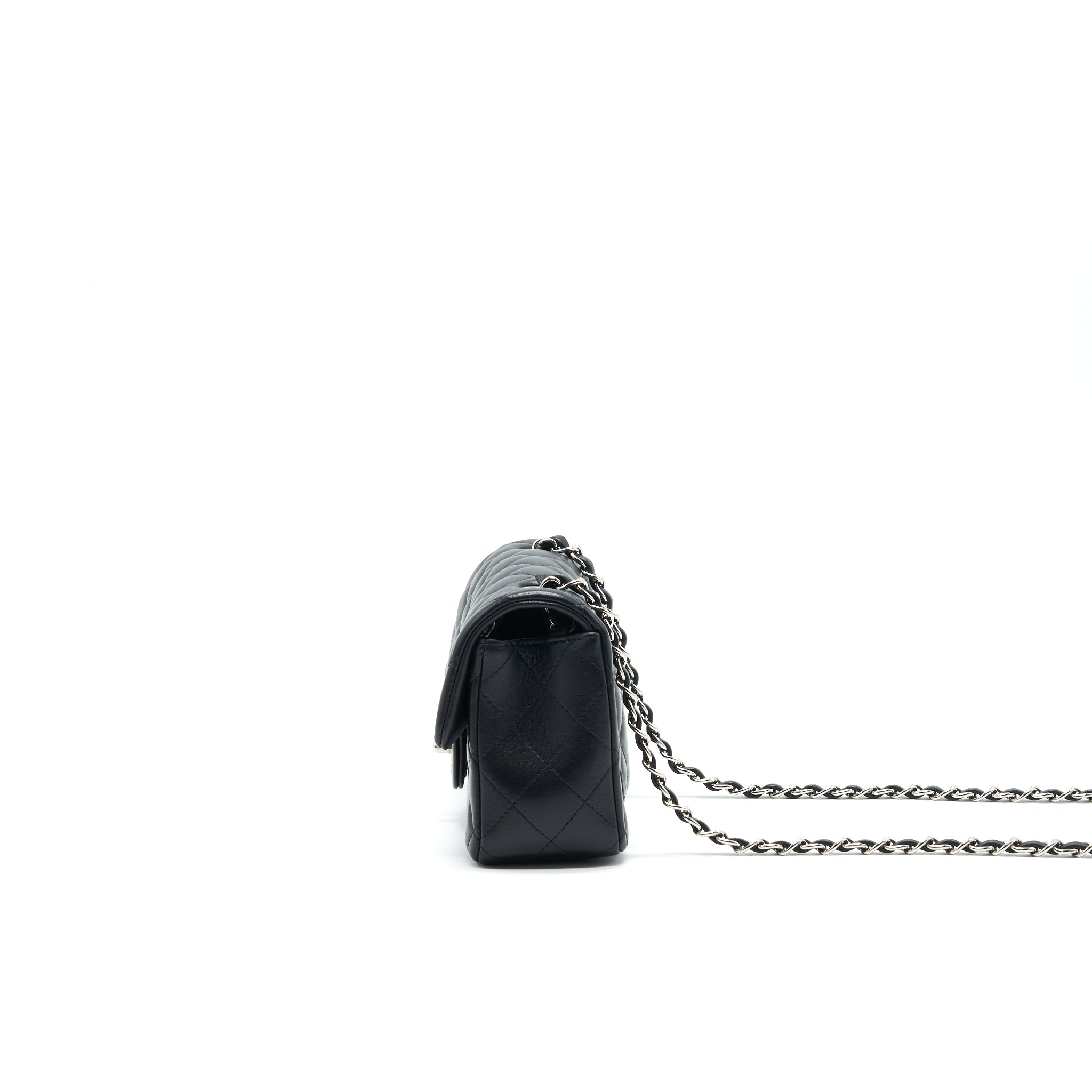 CHANEL LAMBSKIN RECTANGULAR MINI FLAP BAG IN BLACK SHW