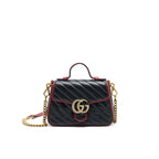 GUCCI GG MARMONT MINI TOP HANDLE BAG BLACK GHW