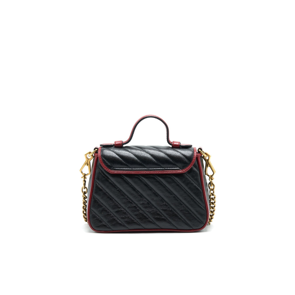 GUCCI GG MARMONT MINI TOP HANDLE BAG BLACK GHW
