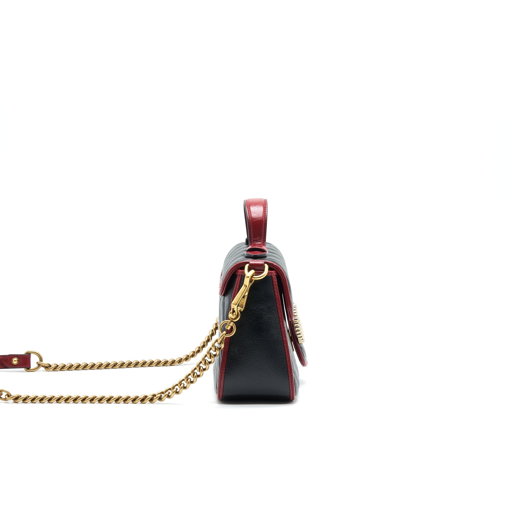 GUCCI GG MARMONT MINI TOP HANDLE BAG BLACK GHW