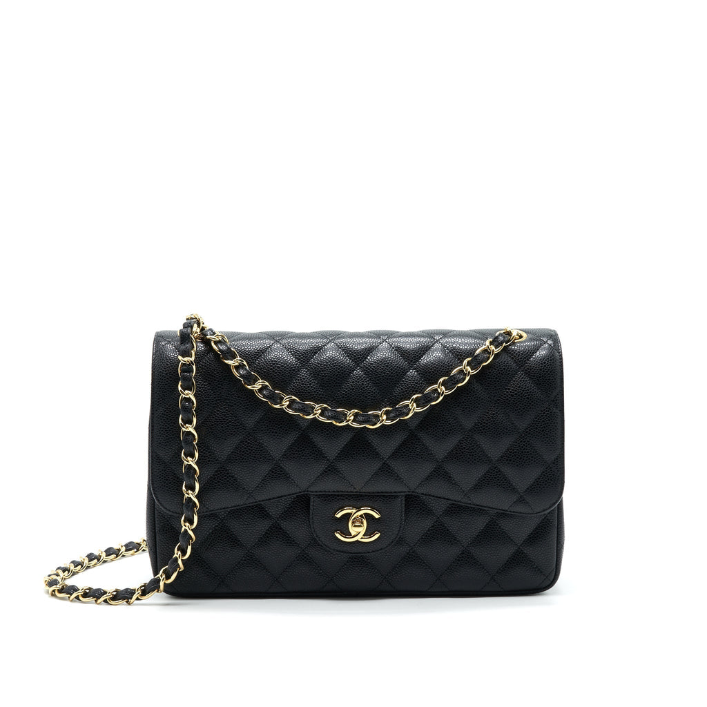 CHANEL JUMBO CLASSIC DOUBLE FLAP CAVIAR BLACK GHW