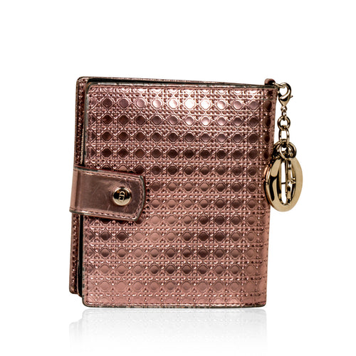 Dior Cannage Metallic Wallet Pink