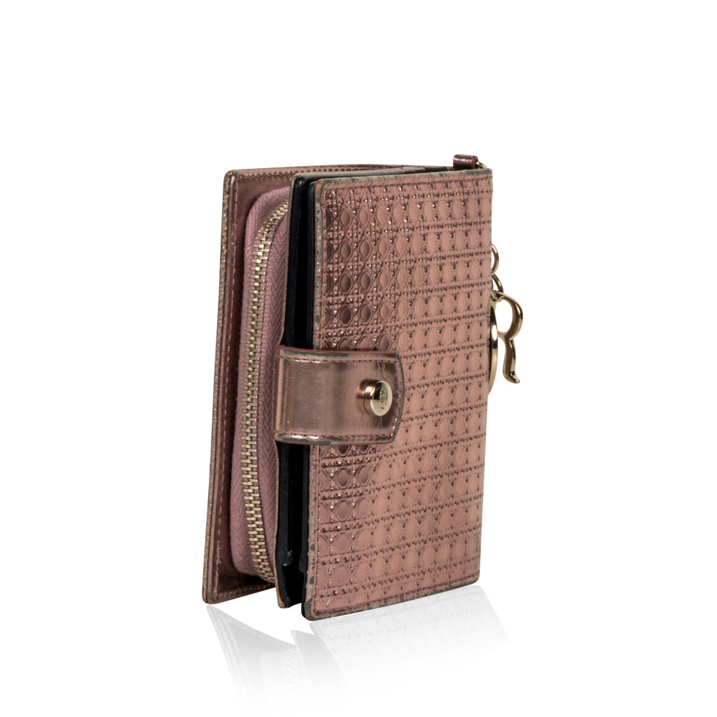 Dior Cannage Metallic Wallet Pink