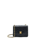 Chanel Vintage Mini Square Flap Bag Lambskin Black GHW
