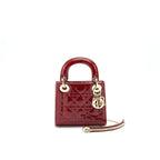 DIOR MINI LADY DIOR PATENT LEATHER IN RED