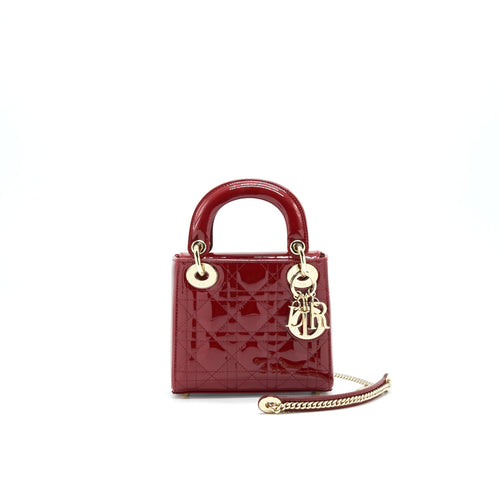 DIOR MINI LADY DIOR PATENT LEATHER IN RED