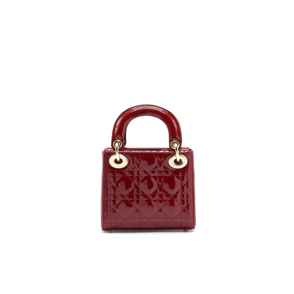 DIOR MINI LADY DIOR PATENT LEATHER IN RED