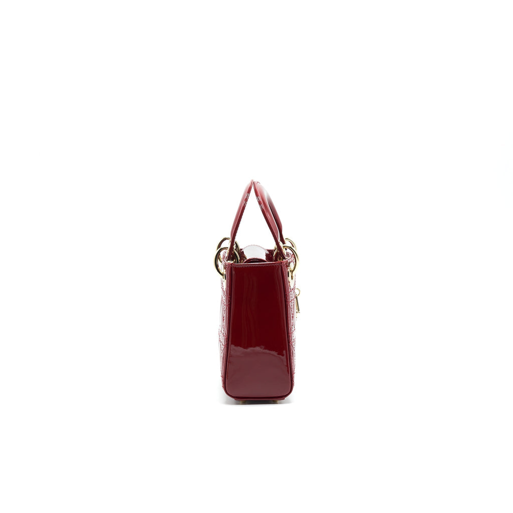 DIOR MINI LADY DIOR PATENT LEATHER IN RED