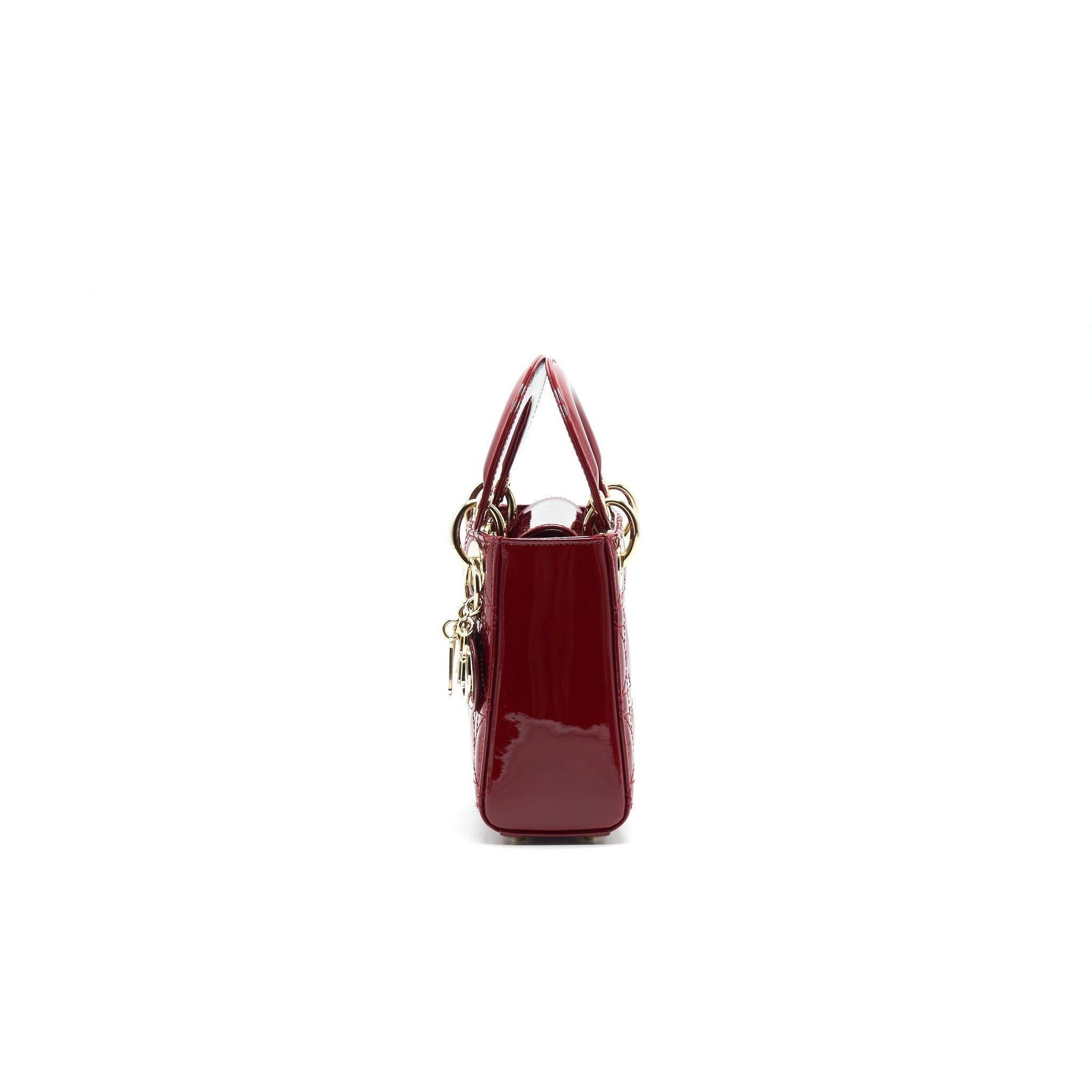 DIOR MINI LADY DIOR PATENT LEATHER IN RED