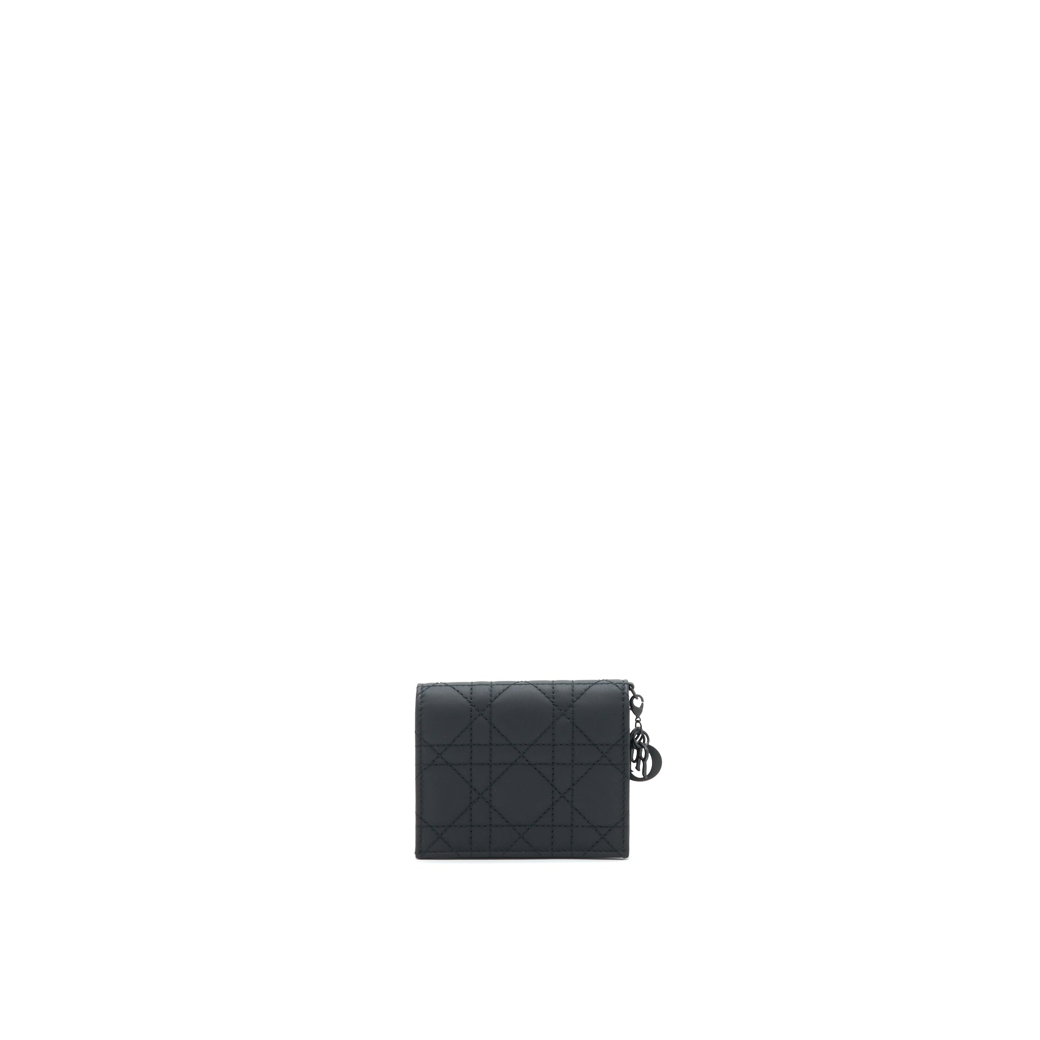 Christian Dior Ultra Matte Black Cannage Quilted Leather Lady Dior Card Holder