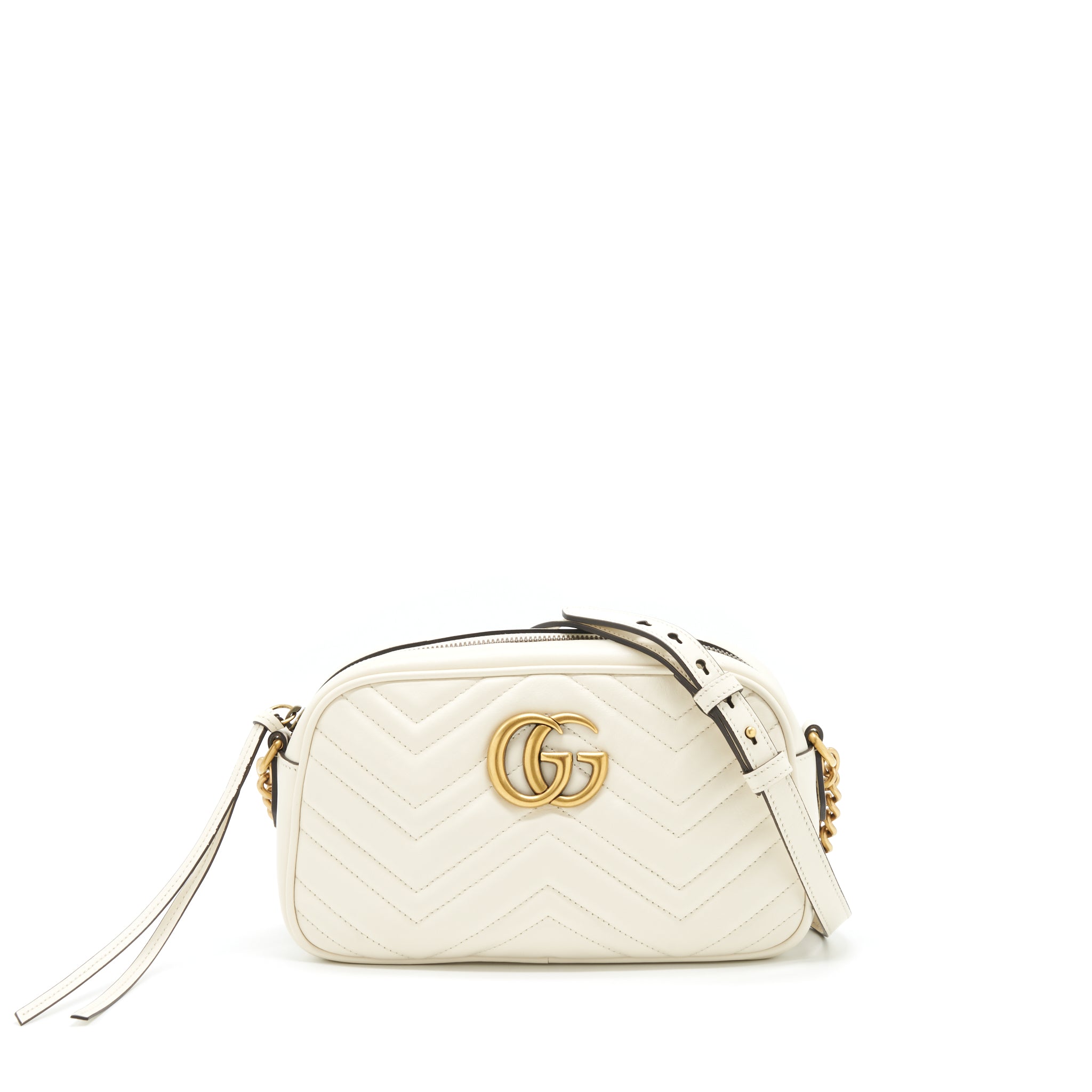 Gucci Marmont Camera Bag White GHW