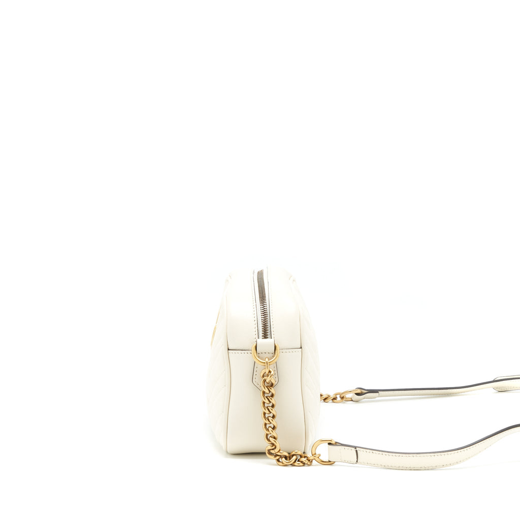 Gucci Marmont Camera Bag White GHW