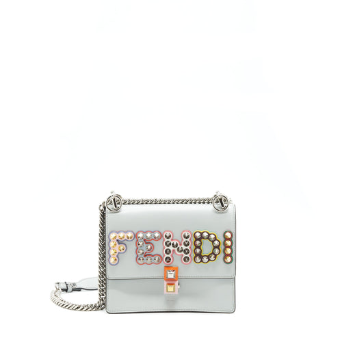 Fendi Kan I Studded Shoulder Bag Light Blue/Multicolour SHW