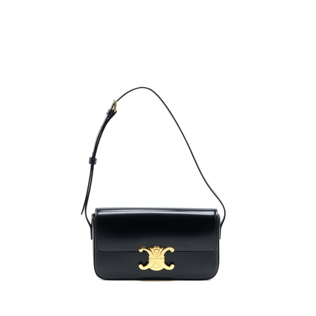 Celine Triomphe Shoulder Bag Calfskin Black