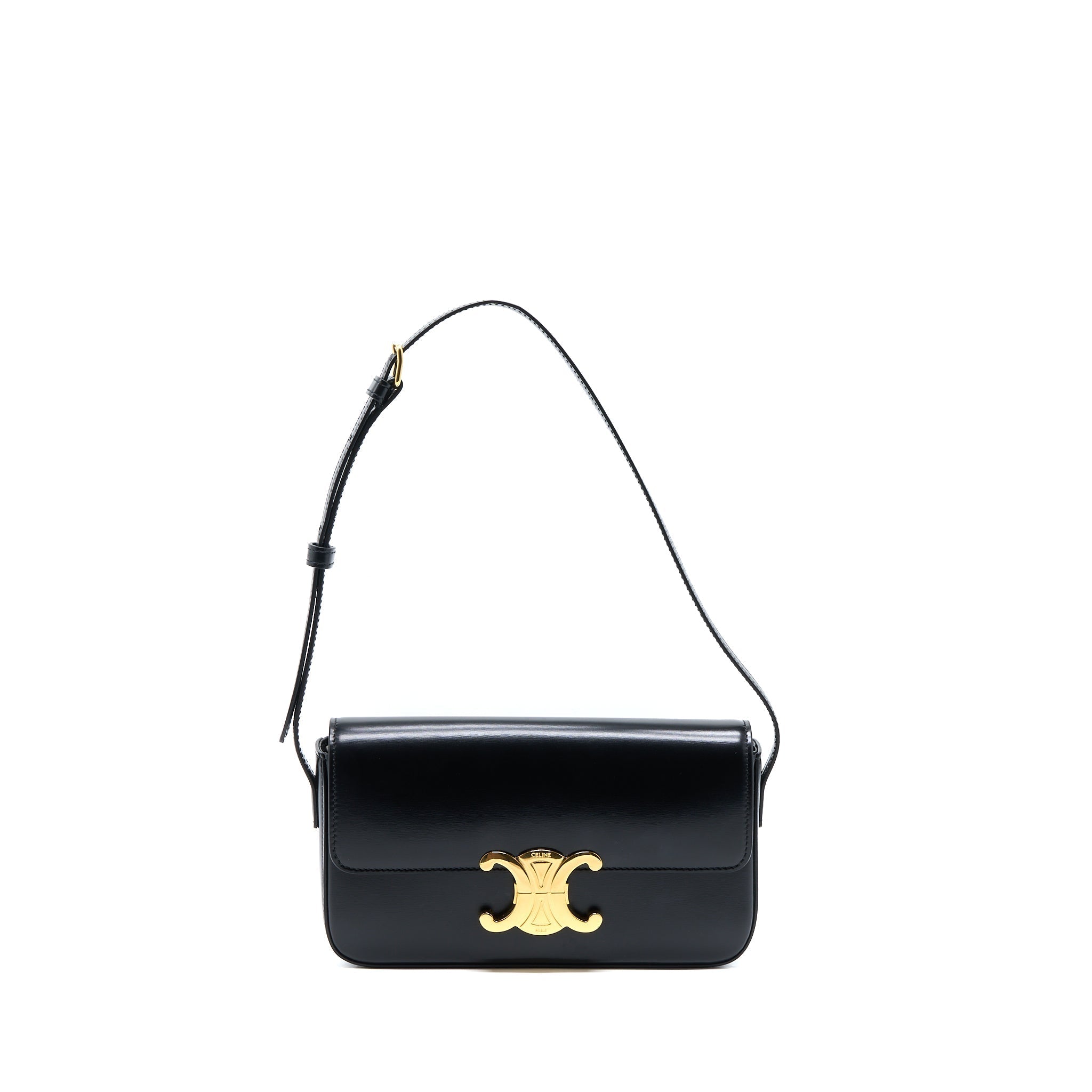 Celine Triomphe Shoulder Bag Calfskin Black