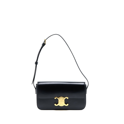 Celine Triomphe Shoulder Bag Calfskin Black