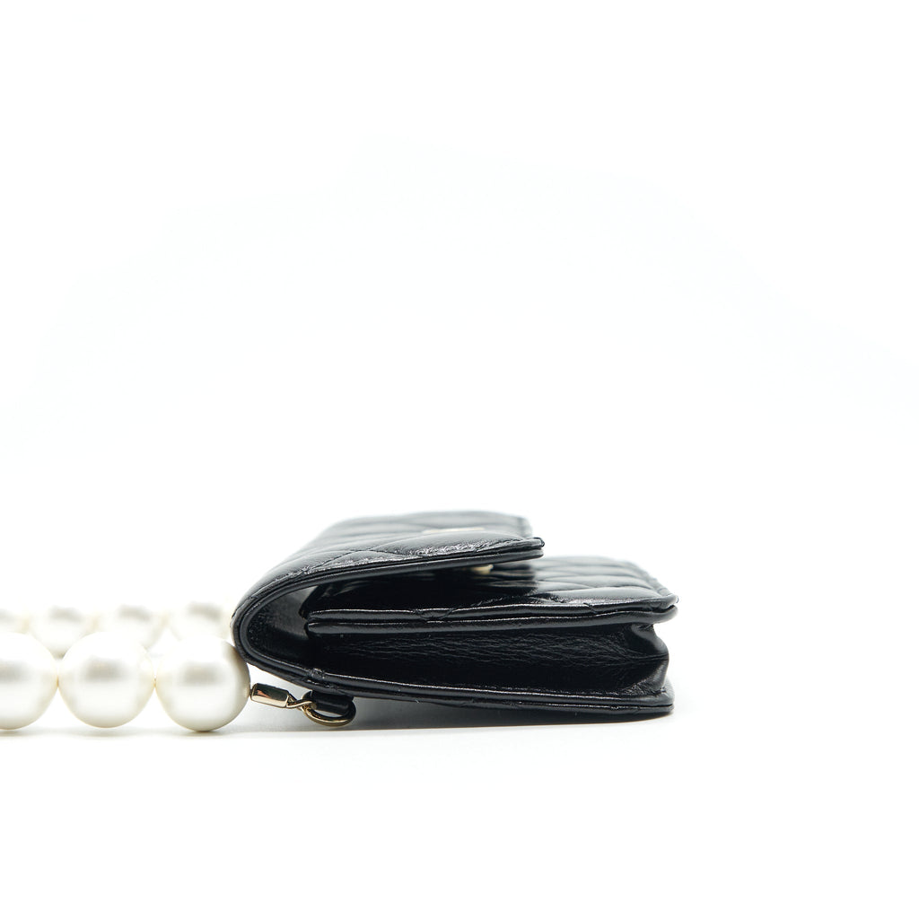 Chanel Giant Pearl Clutch With Chain Calfskin Black LGHW