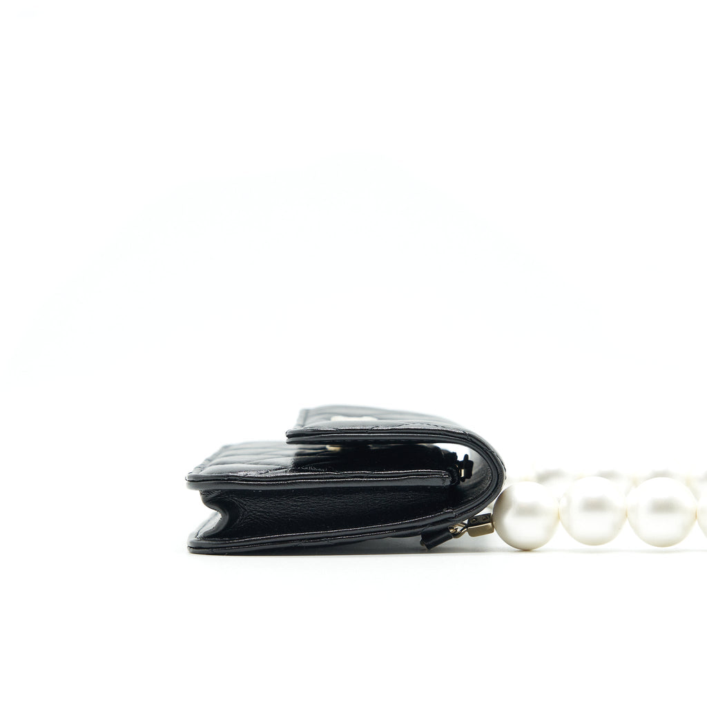 Chanel Giant Pearl Clutch With Chain Calfskin Black LGHW