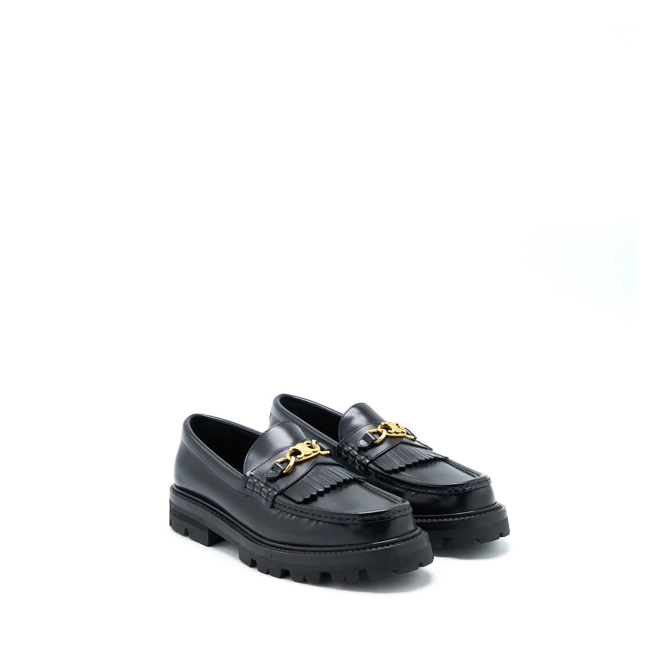Celine Size 38 Triomphe Chunky Loafer Calfskin Black