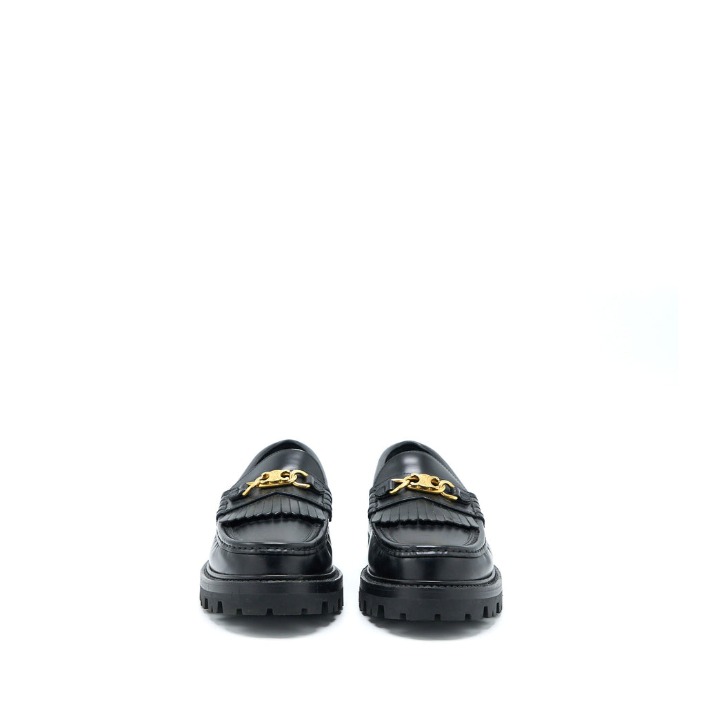 Celine Size 38 Triomphe Chunky Loafer Calfskin Black