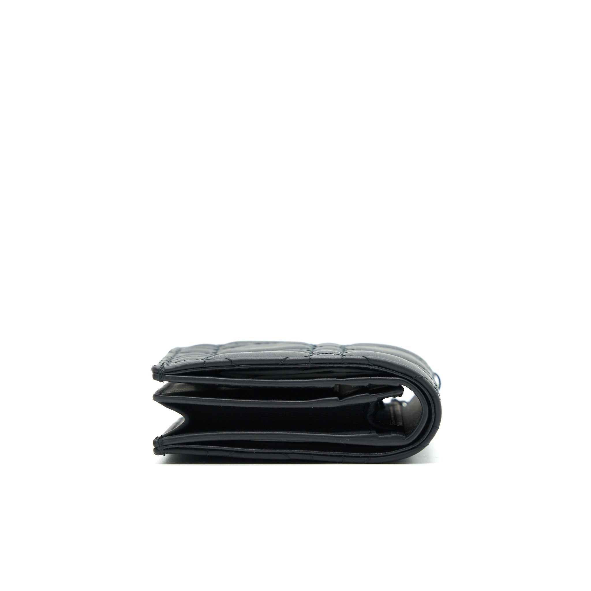 Christian Dior Ultra Matte Black Cannage Quilted Leather Lady Dior Card Holder