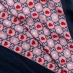 Gucci Silk Wool Scarf GG Supreme/Heart Printed Multicolour