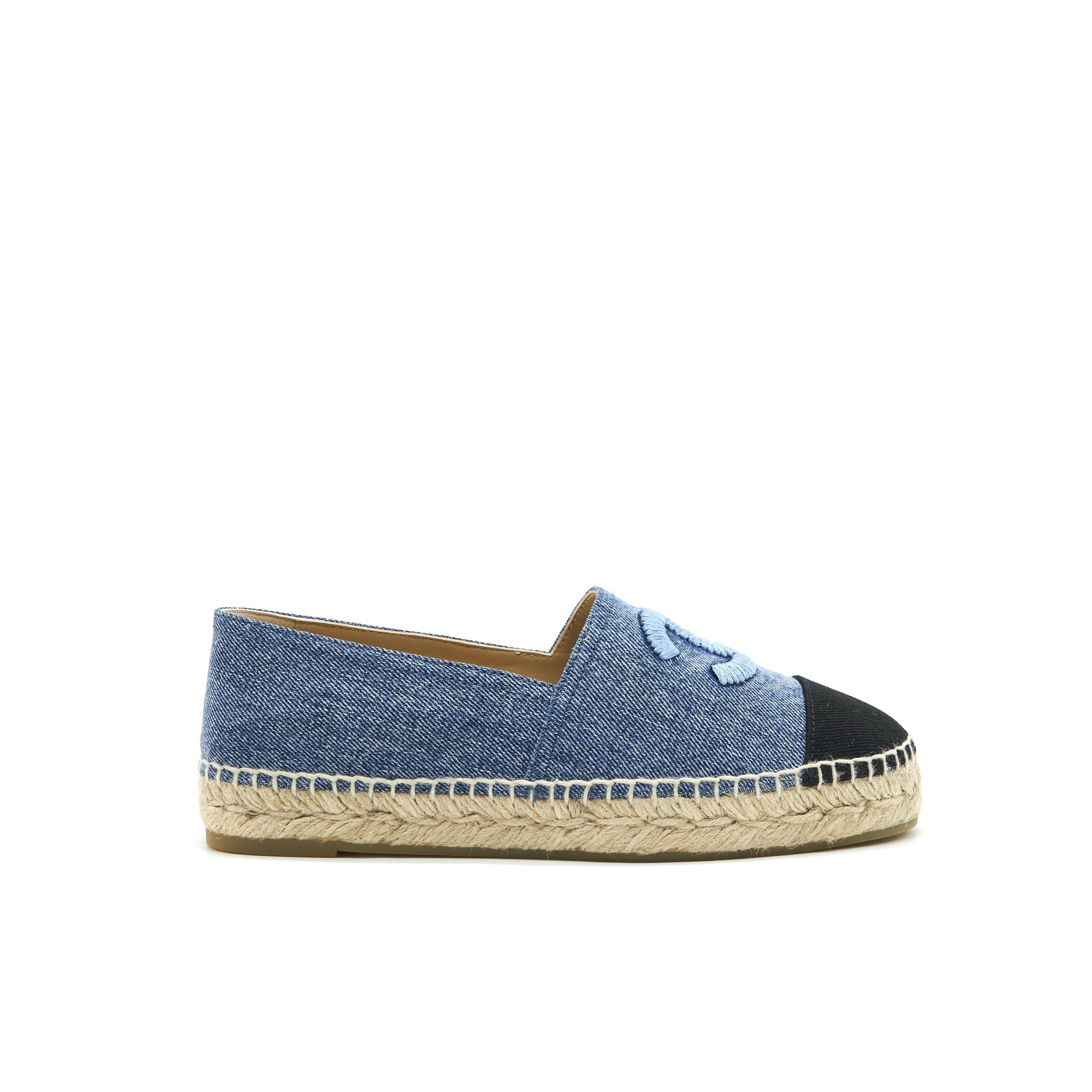 Chanel Espadrilles 38 in Denim and Black