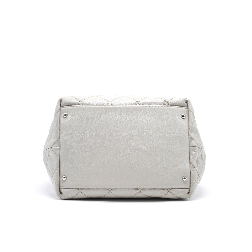 Chanel Caviar Bucket Tote Bag Grey SHW Serial15