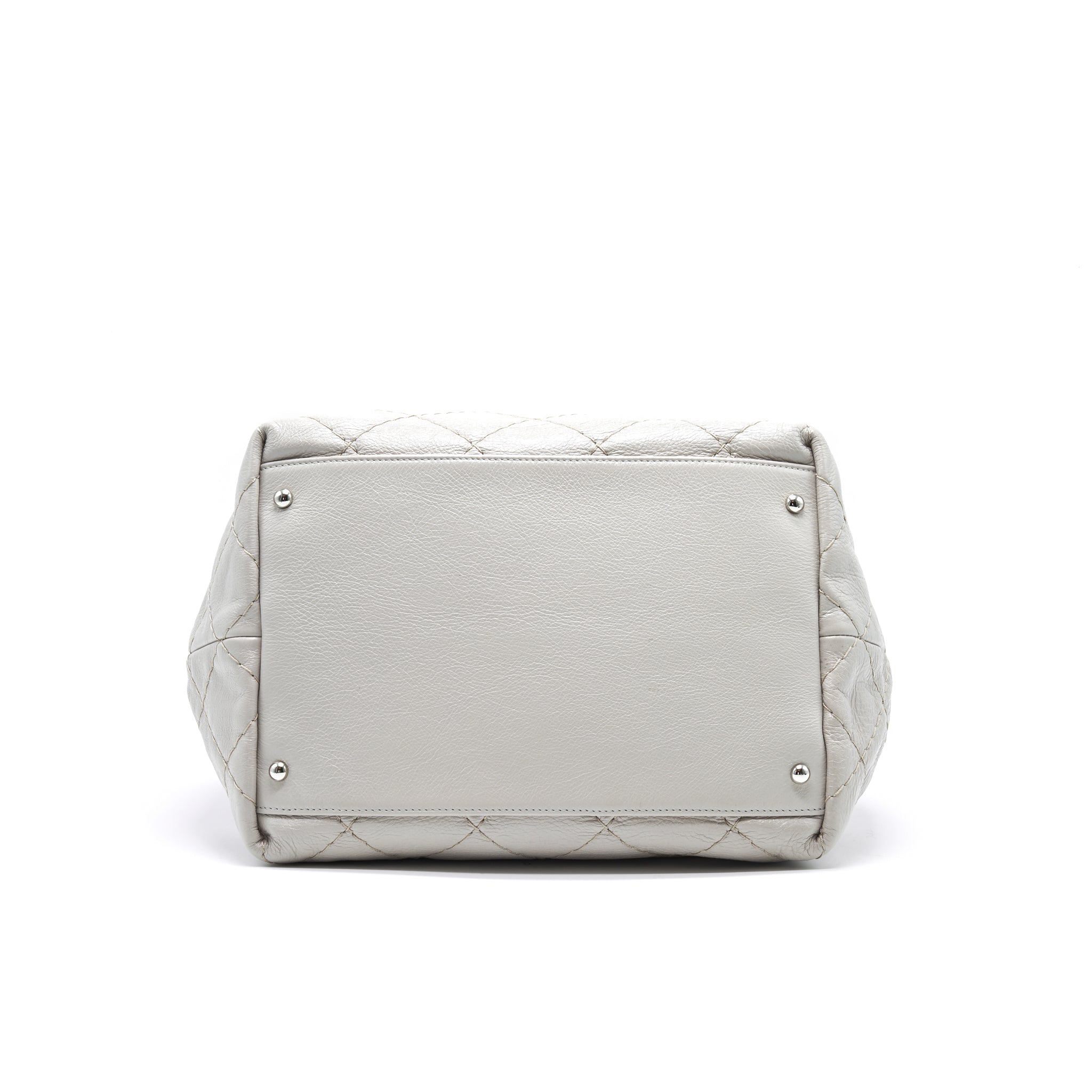 Chanel Caviar Bucket Tote Bag Grey SHW Serial15