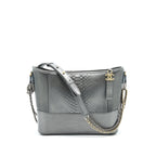 Chanel Python Leather Gabrielle Hobo Bag Metallic Grey