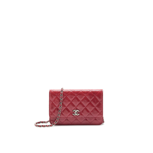 CHANEL WALLET ON CHAIN PATENT LEATHER RED SHW