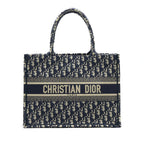 Dior Small Booktote Bag Blue Oblique Embroidery
