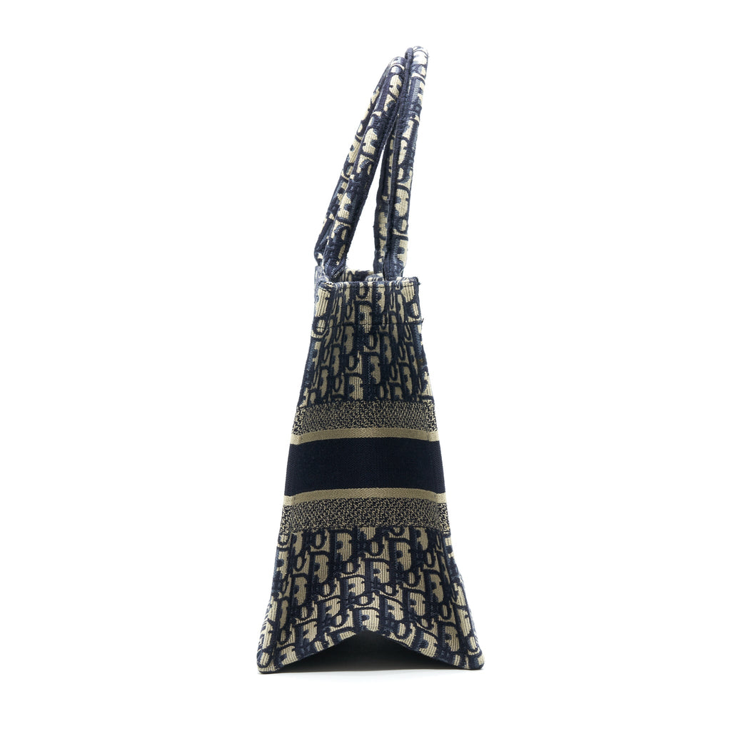 Dior Small Booktote Bag Blue Oblique Embroidery