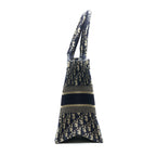 Dior Small Booktote Bag Blue Oblique Embroidery